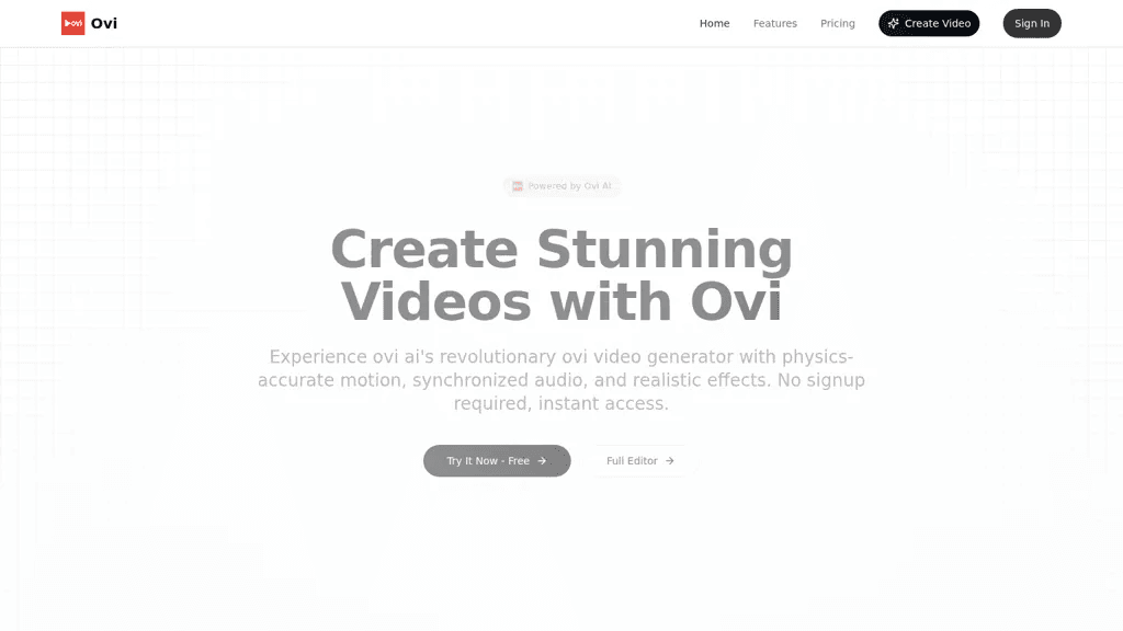 Ovi AI 官网截图