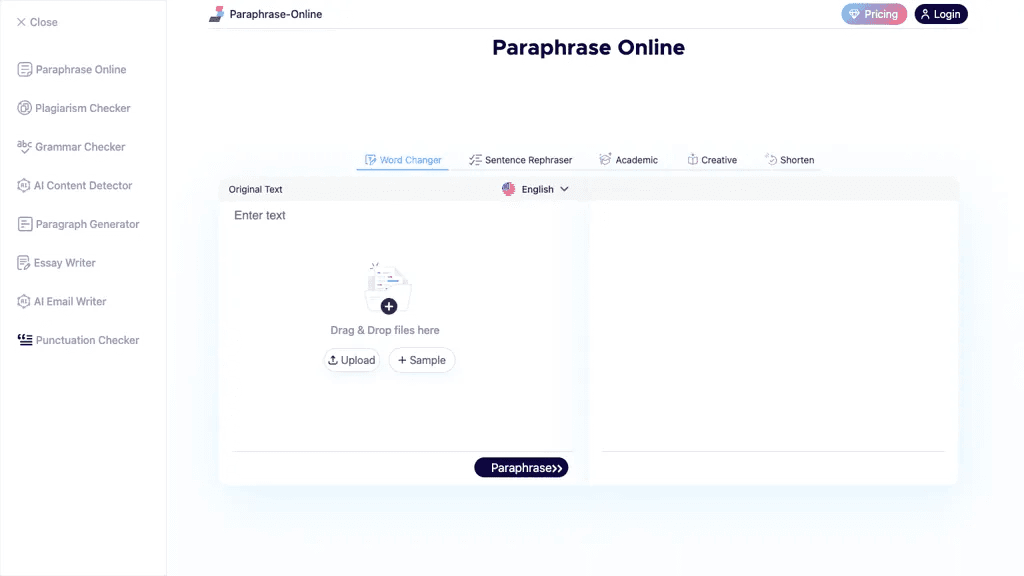 Paraphrase-online.com 工具截图