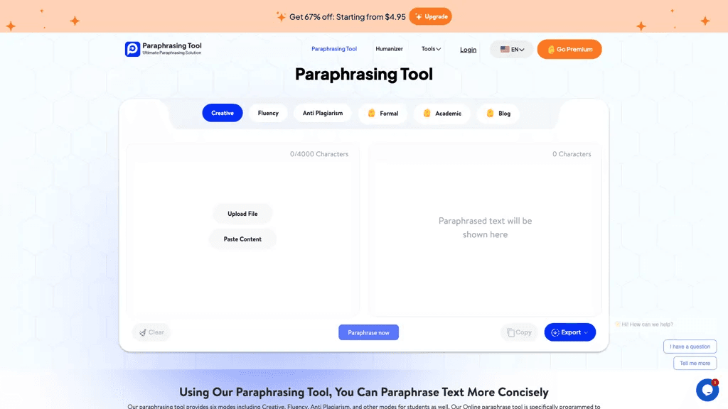 paraphrasing-tool.ai 工具截图