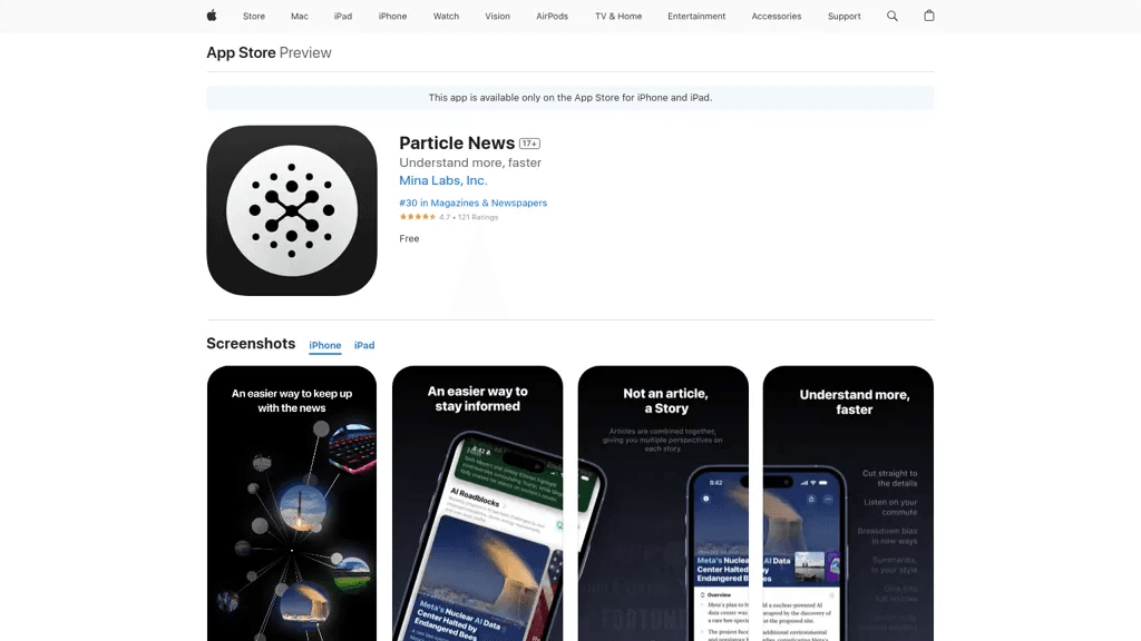 Particle News 官网截图