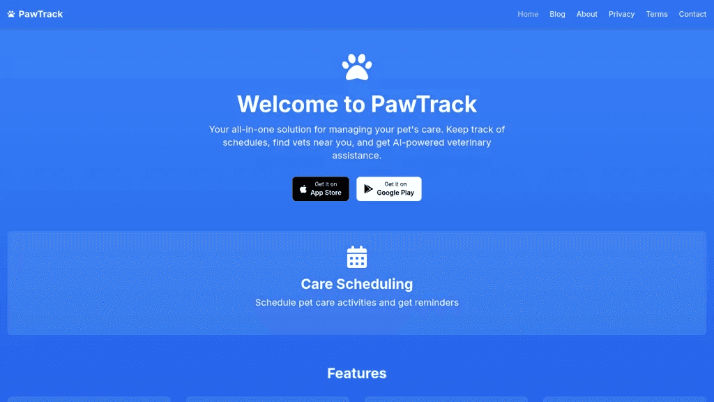 PawTrack 官网截图