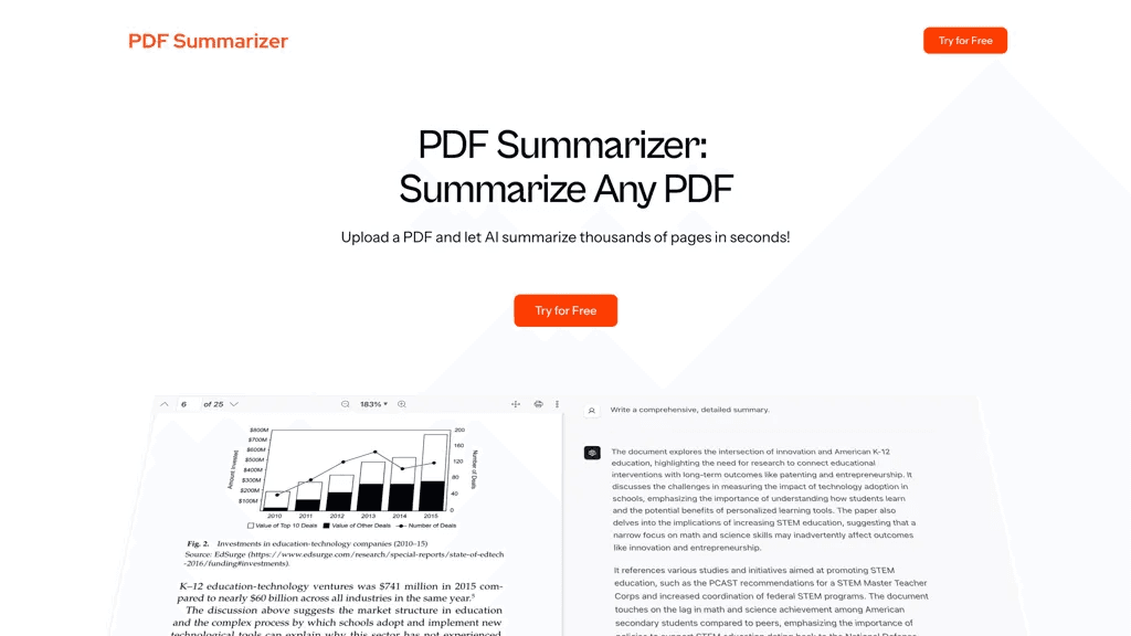 PDFSummarizer.org 工具截图