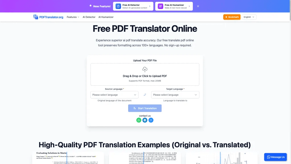 PDFTranslator.org 工具截图