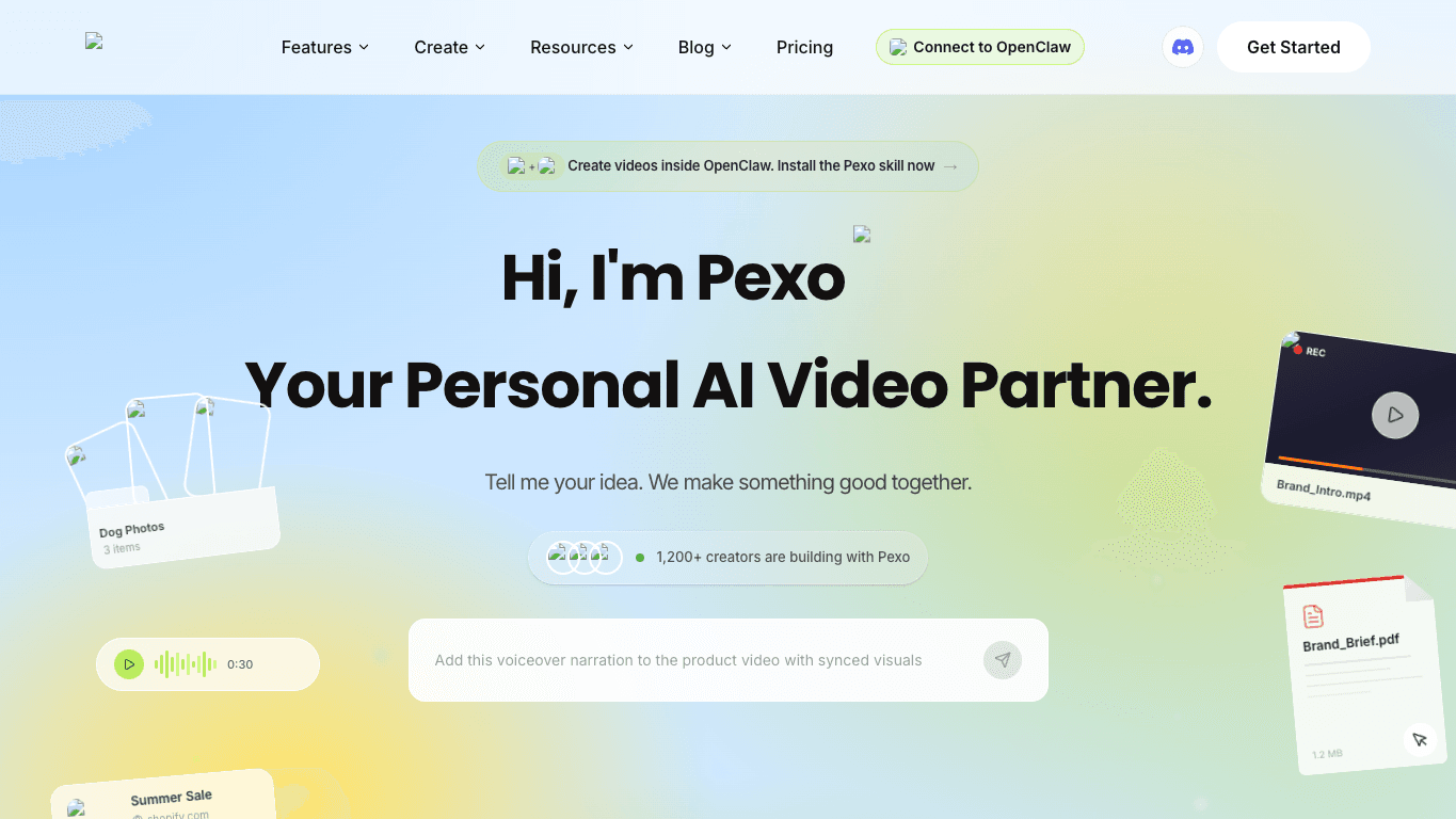 Pexo AI 官网截图