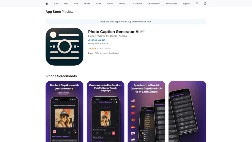 PhotoCaption AI 工具截图