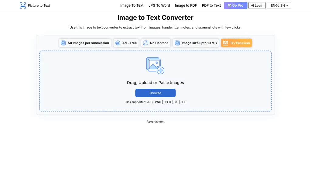 Picture To Text 工具截图
