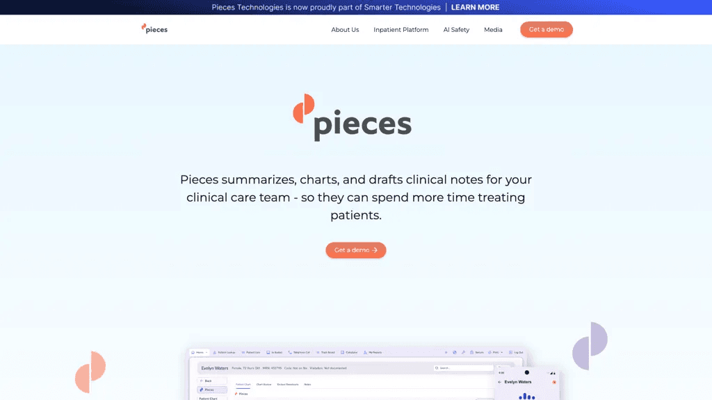 Pieces Technologies 官网截图