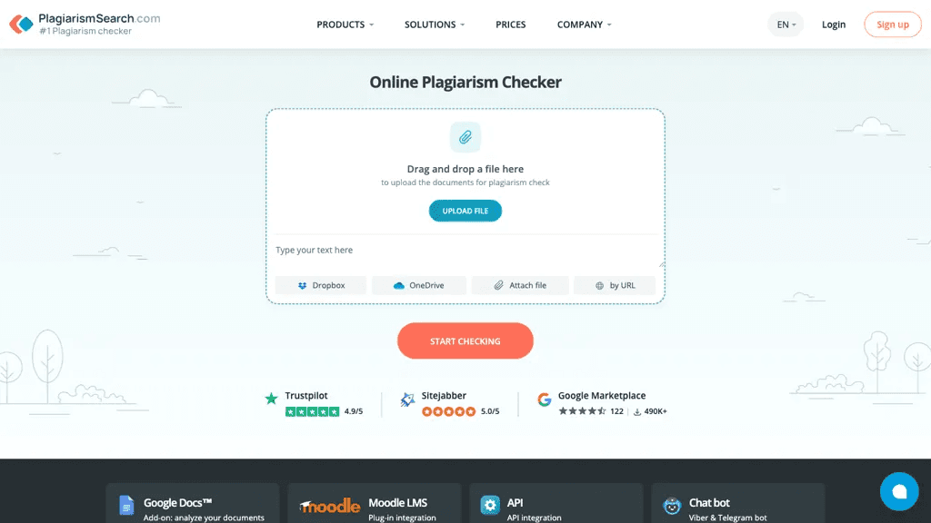Plagiarismsearch.com 官网截图