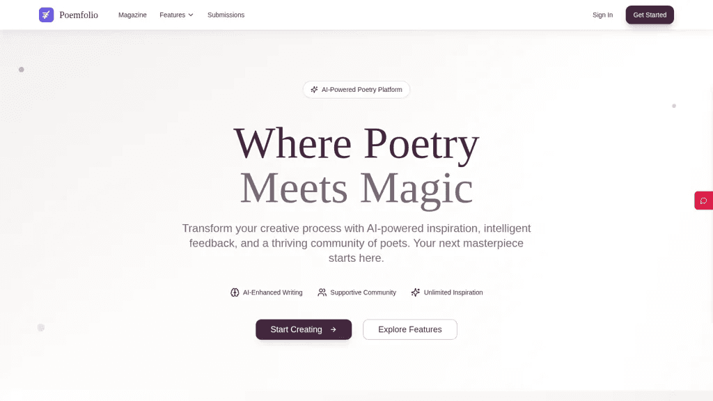 Poemfolio 官网截图