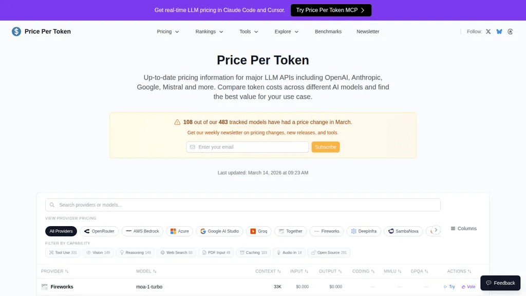 Pricepertoken.com 工具截图