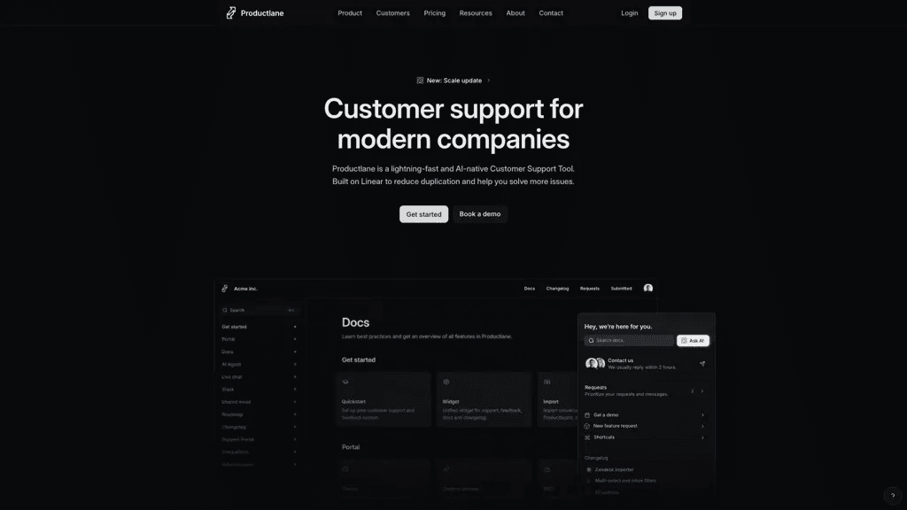 Productlane 官网截图