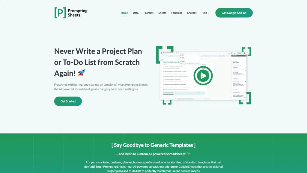 Prompting sheets™ 工具截图