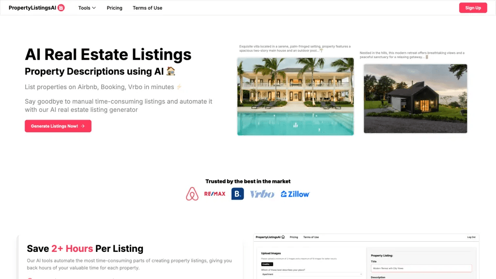 PropertyListingsAI 工具截图