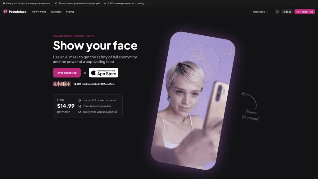 Pseudoface 官网截图