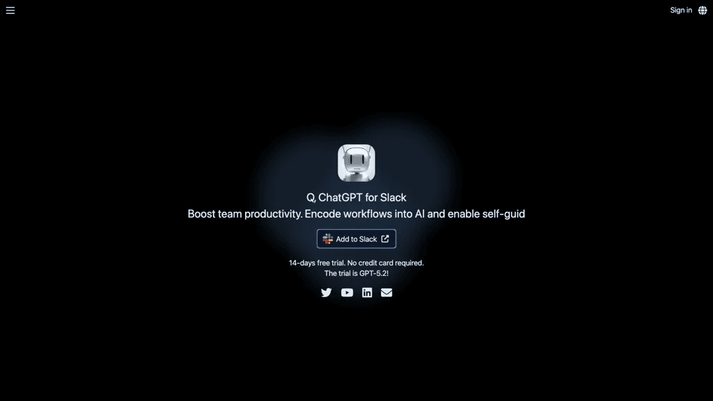 Q Slack Chatbot 官网截图