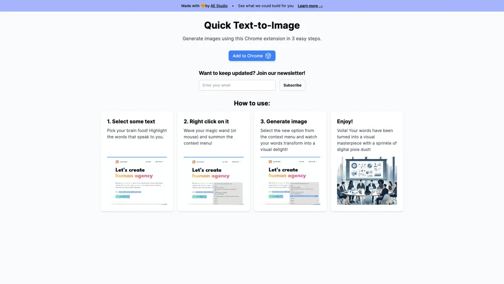 Quick Text-To-Image 官网截图