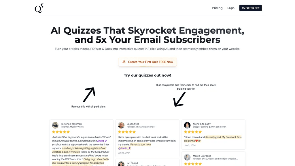 QuizWizard 官网截图