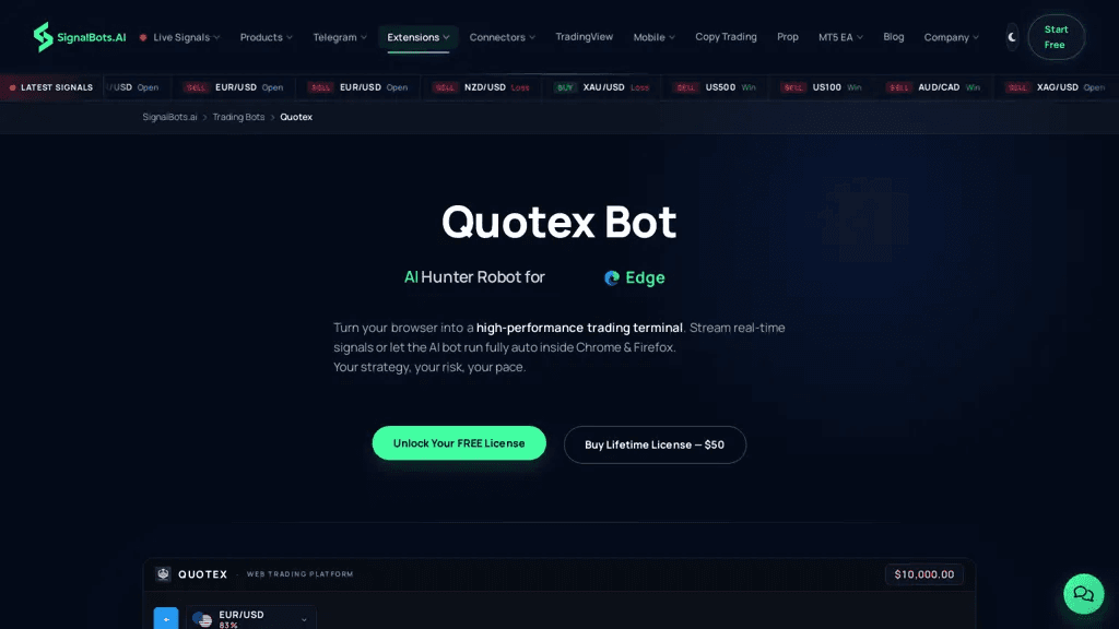 Quotex Bot 工具截图