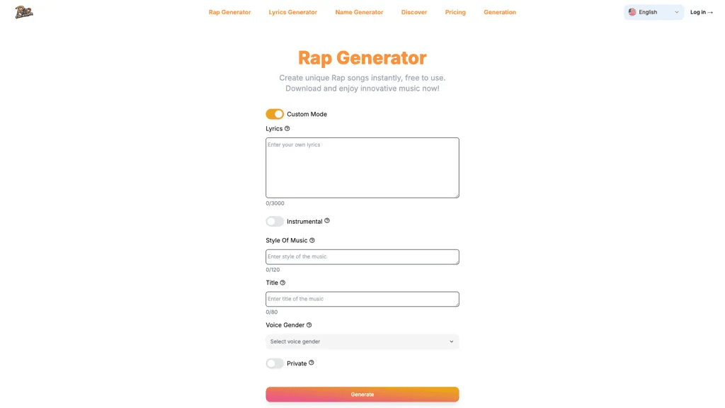 Rap generator 工具截图