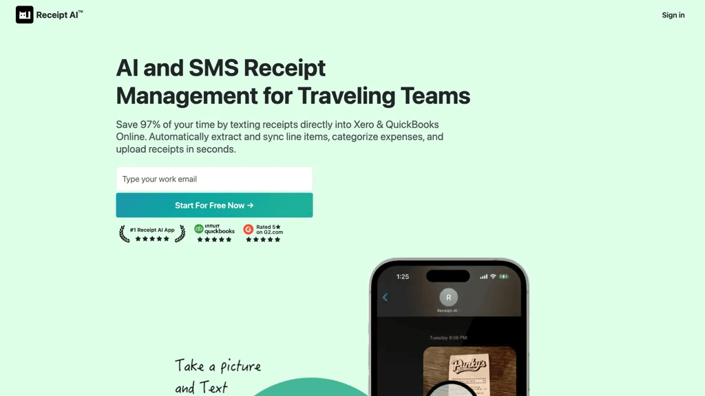 Receipt AI 官网截图