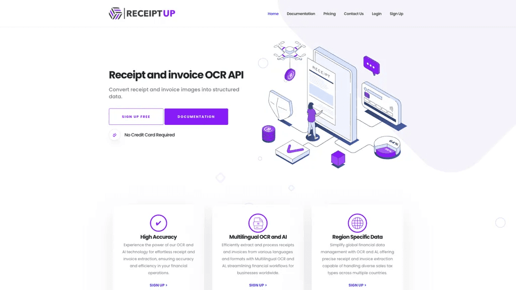ReceiptUp 官网截图