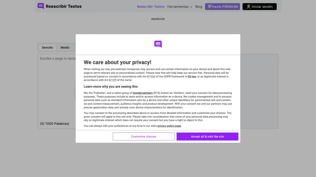 reescribirtextos.net 工具截图