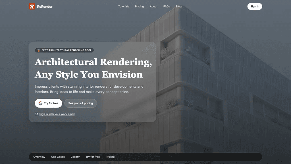 ReRender AI 官网截图