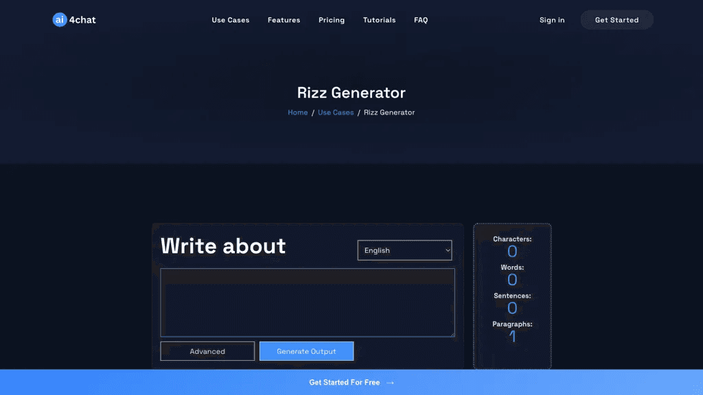 Rizz generator 工具截图
