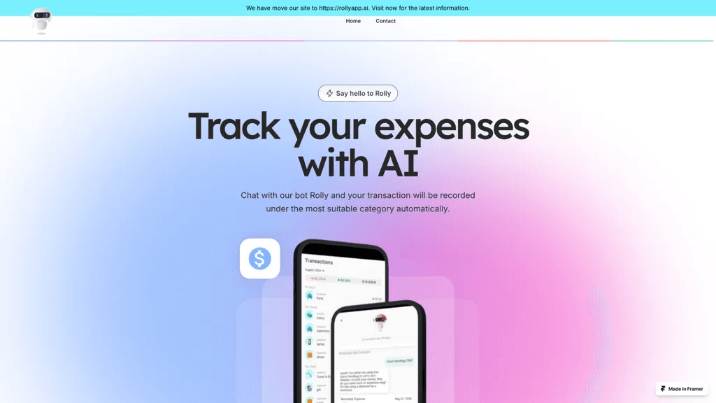 Rolly: AI Money Tracker 官网截图