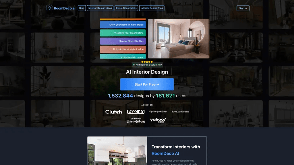 RoomDeco AI 官网截图