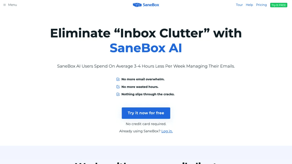 SaneBox 官网截图