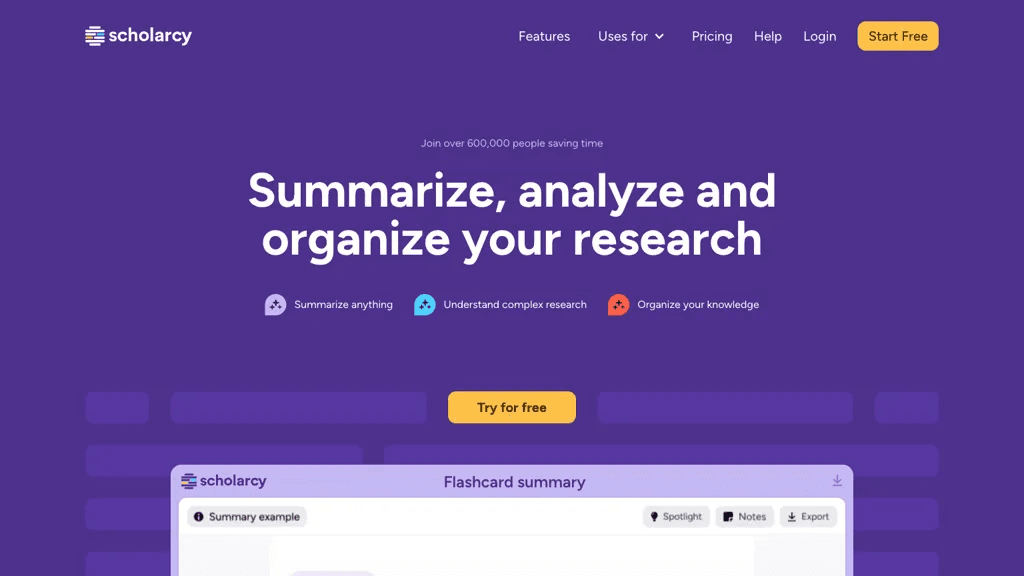 Scholarcy 官网截图