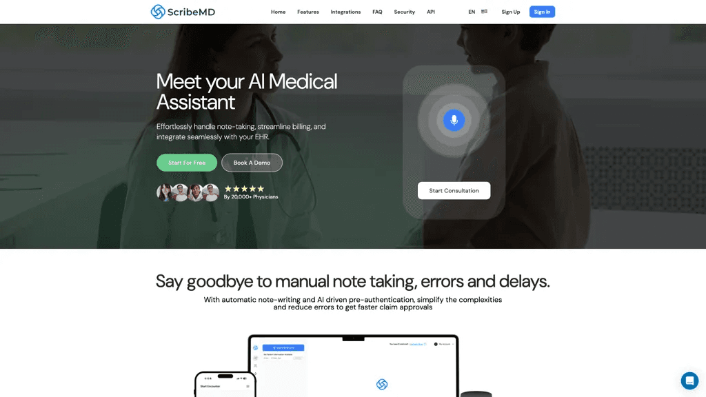 ScribeMD 官网截图