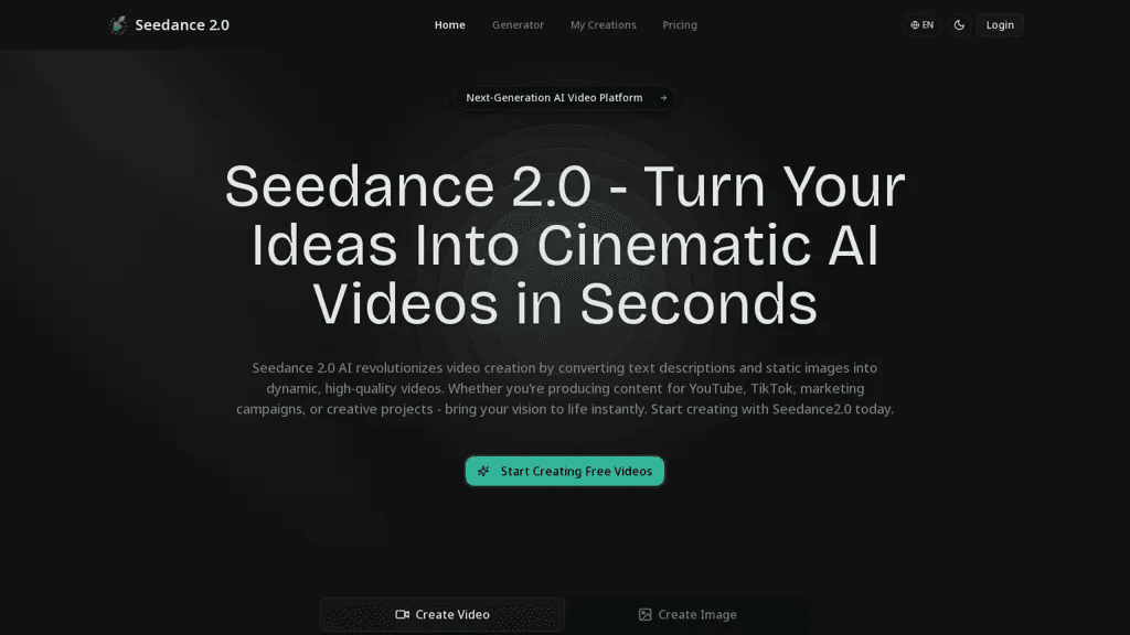 Seedance2.studio 官网截图