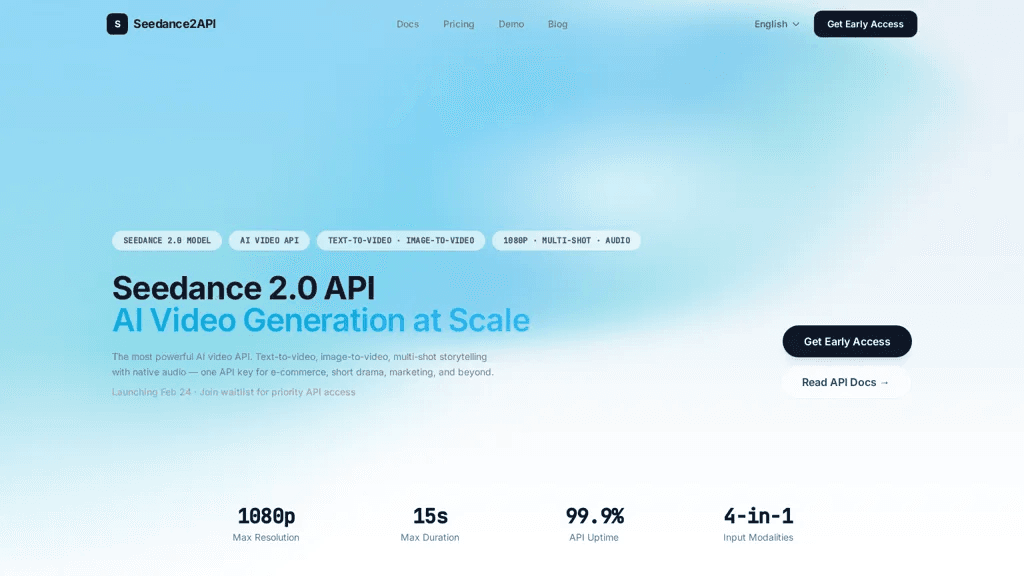 Seedance2API.app 官网截图