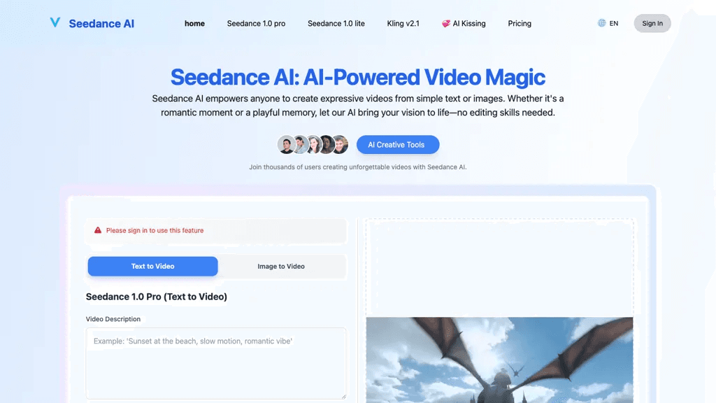SeedanceAI.app 官网截图