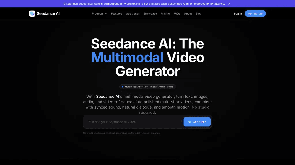 seedanceai.com 官网截图