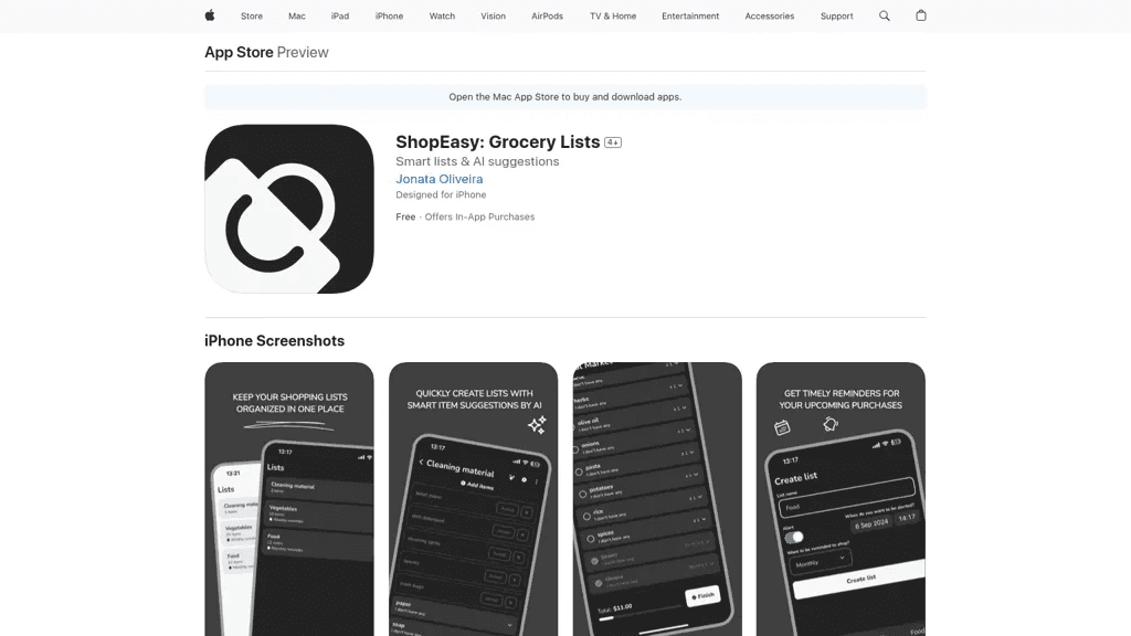ShopEasy: Grocery Lists 工具截图