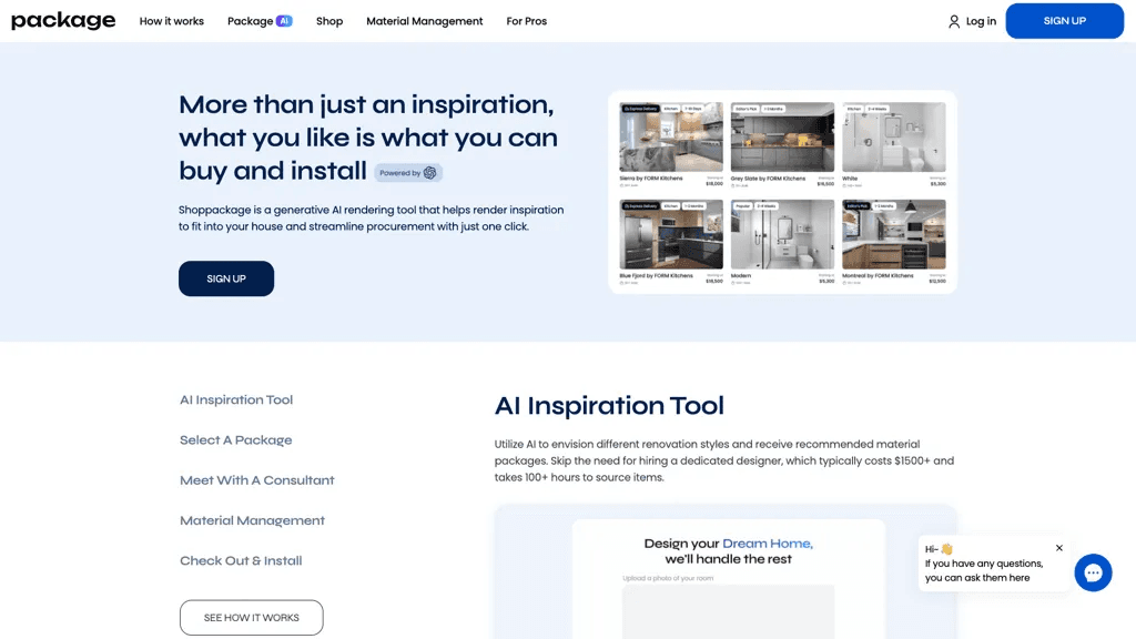 shoppackage.ai 官网截图