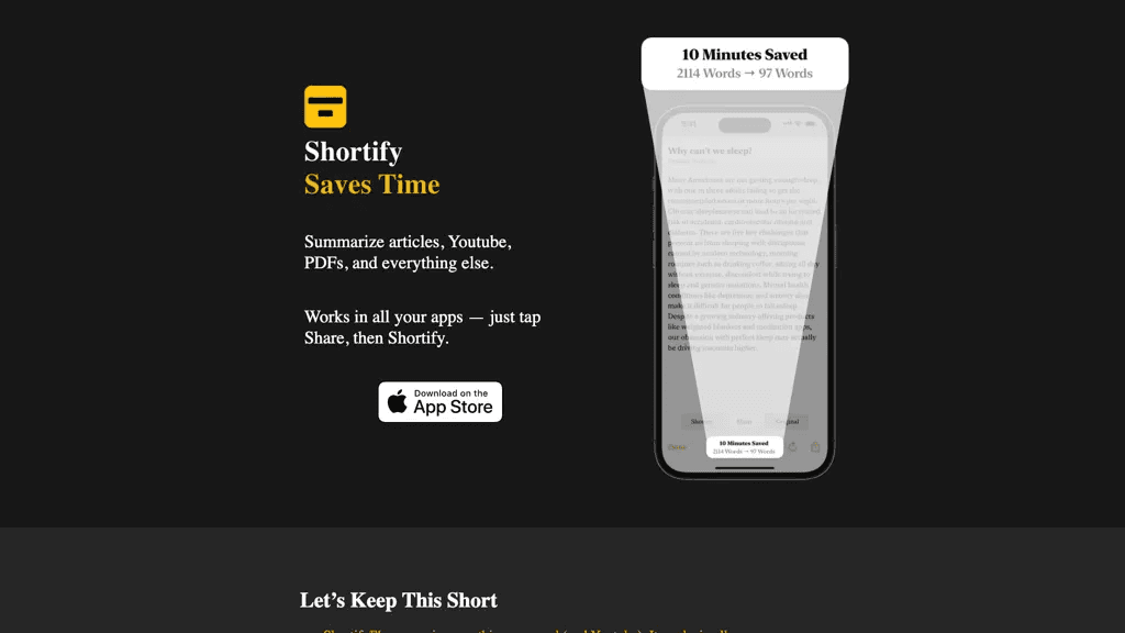 Shortify 官网截图