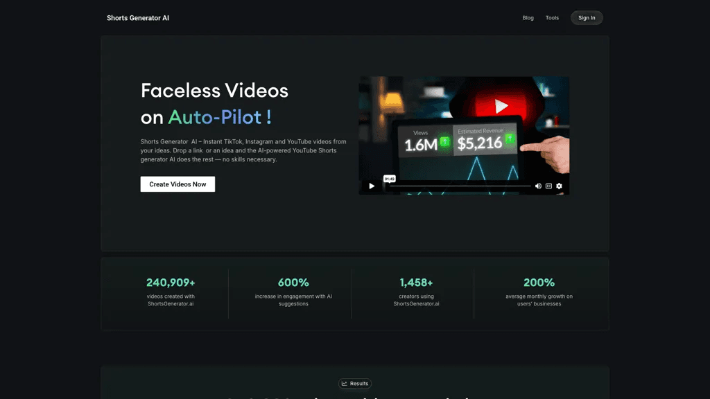 Shorts Generator ai 工具截图