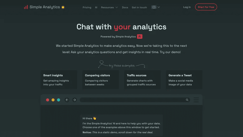 Simple Analytics AI 官网截图