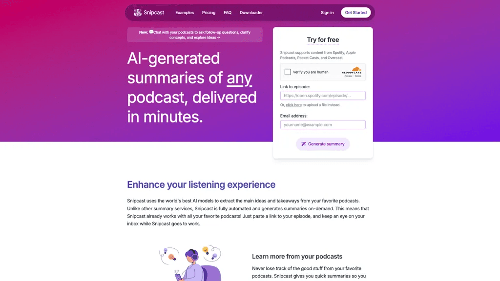 Snipcast 官网截图