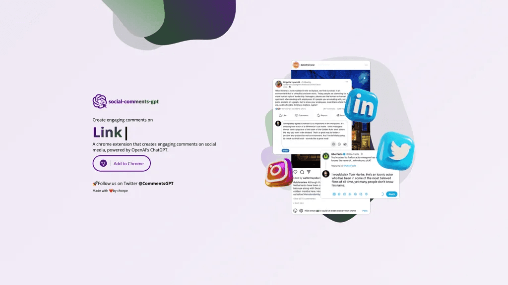 Social Comment GPT 工具截图