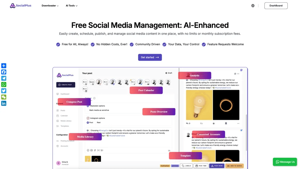 SocialPlus AI 工具截图