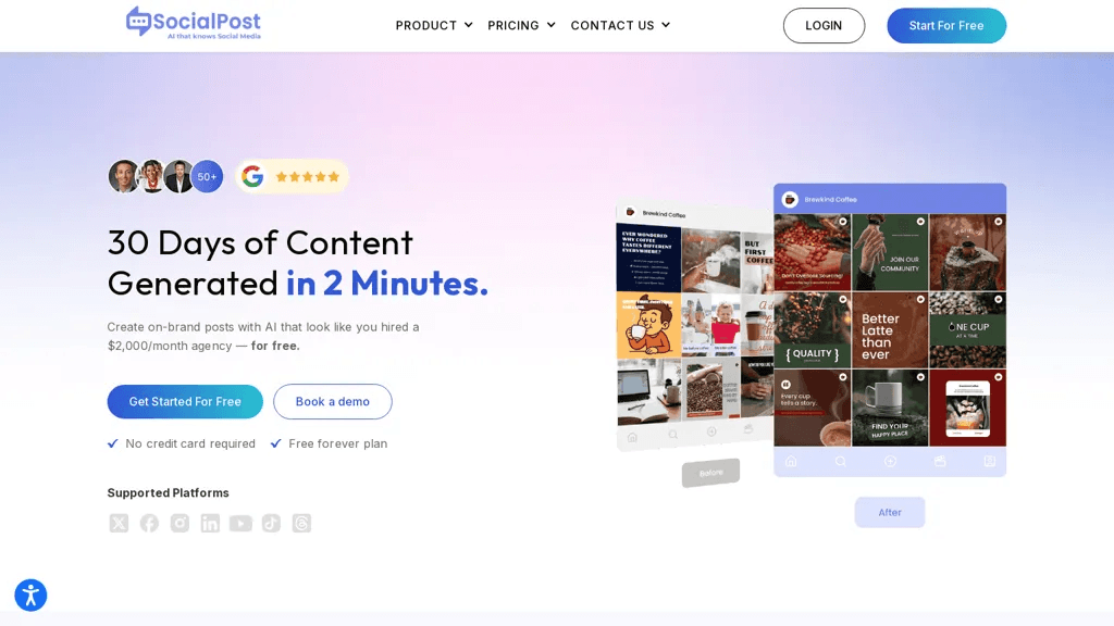 SocialPost.ai 官网截图