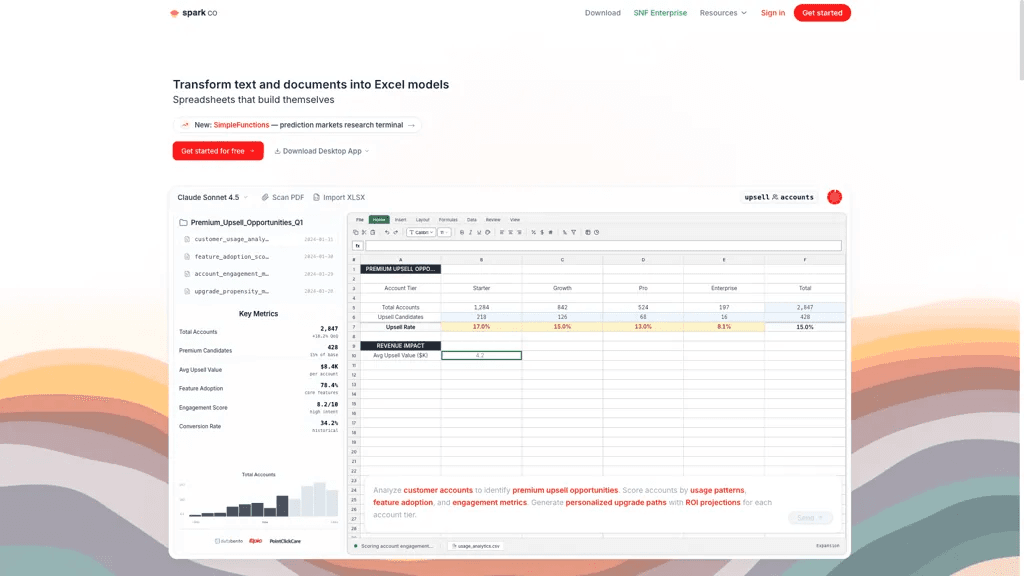 Sparkco AI Sheets 官网截图