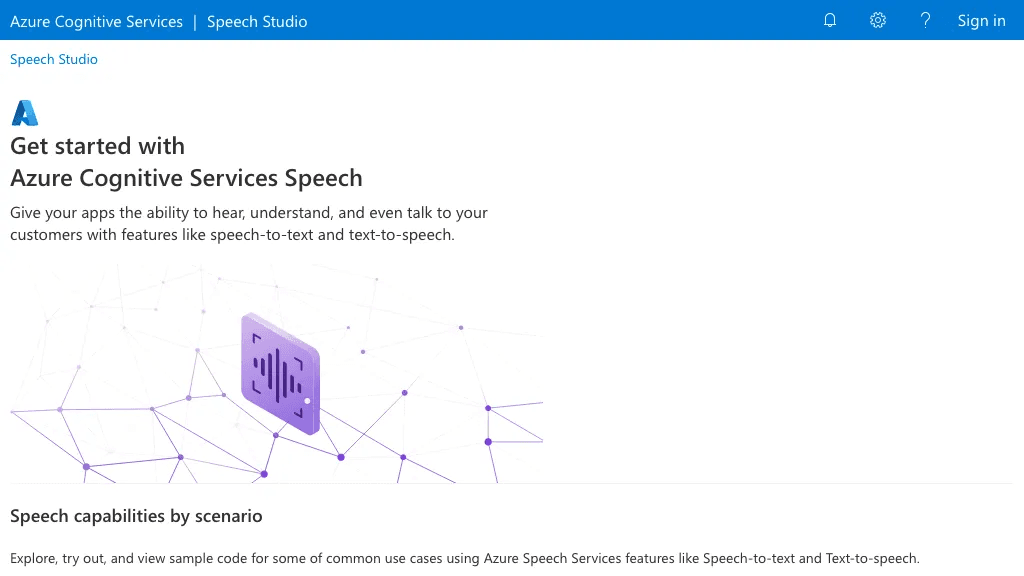 Speech Studio 官网截图