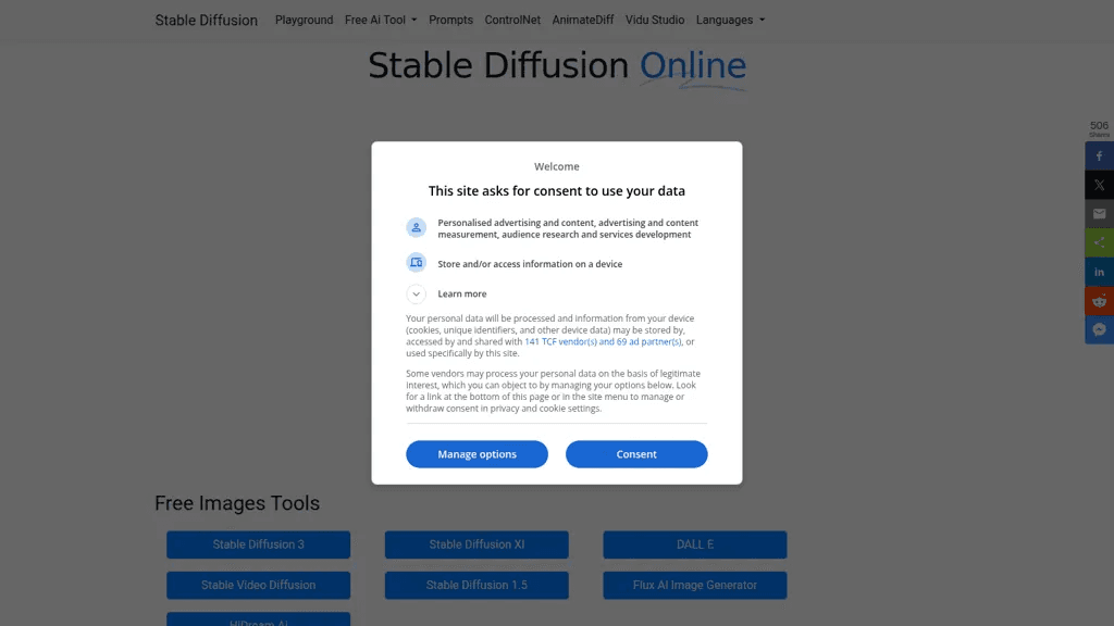 Stable Diffusion Online 工具截图