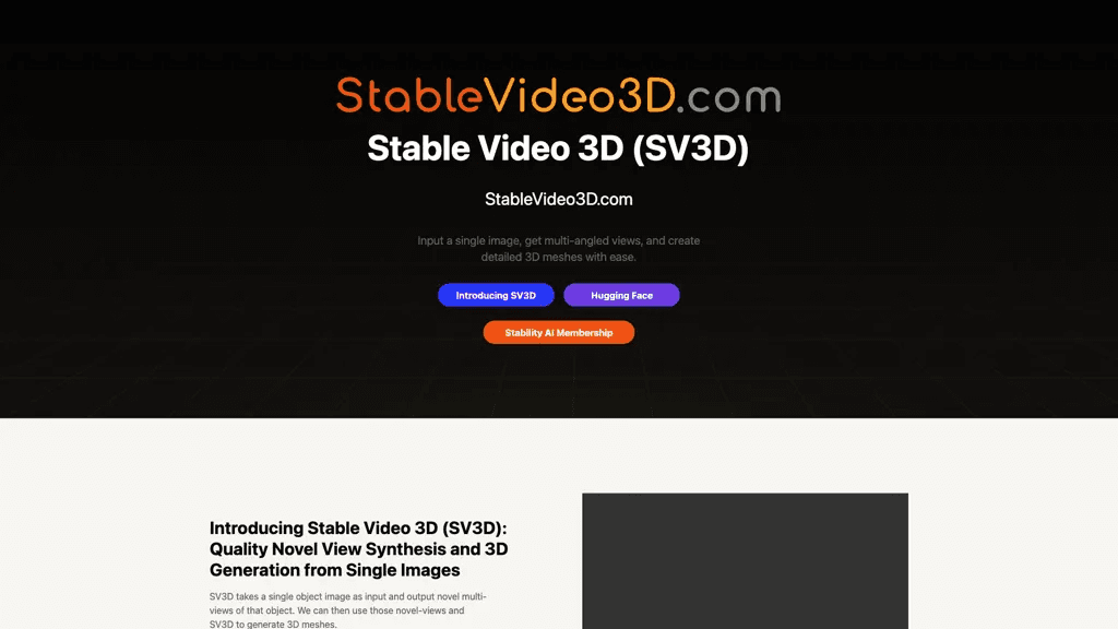 Stable Video 3D 工具截图